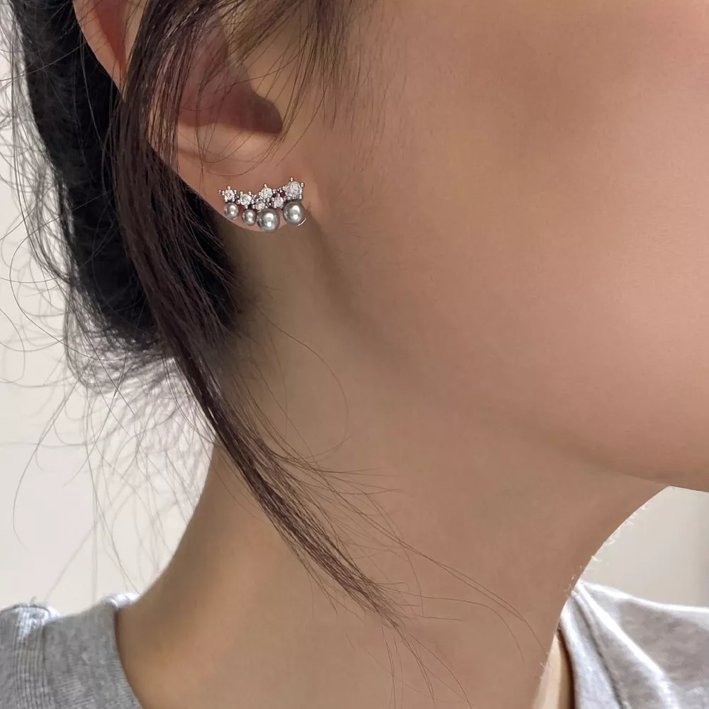Alloy Pearl Cluster Earrings, image 4