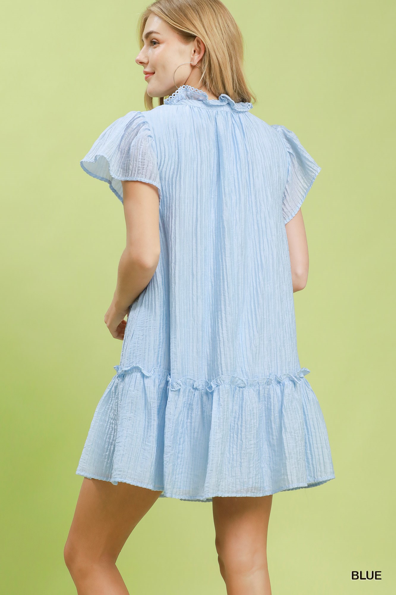 Textured Ruffle Hem Mini Dress, image 3