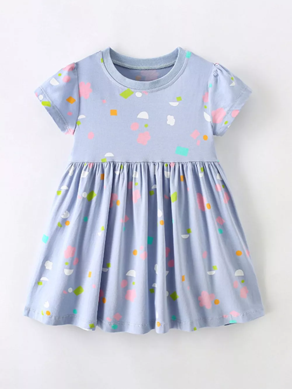 Children's Printed Short Sleeve Casual Dress