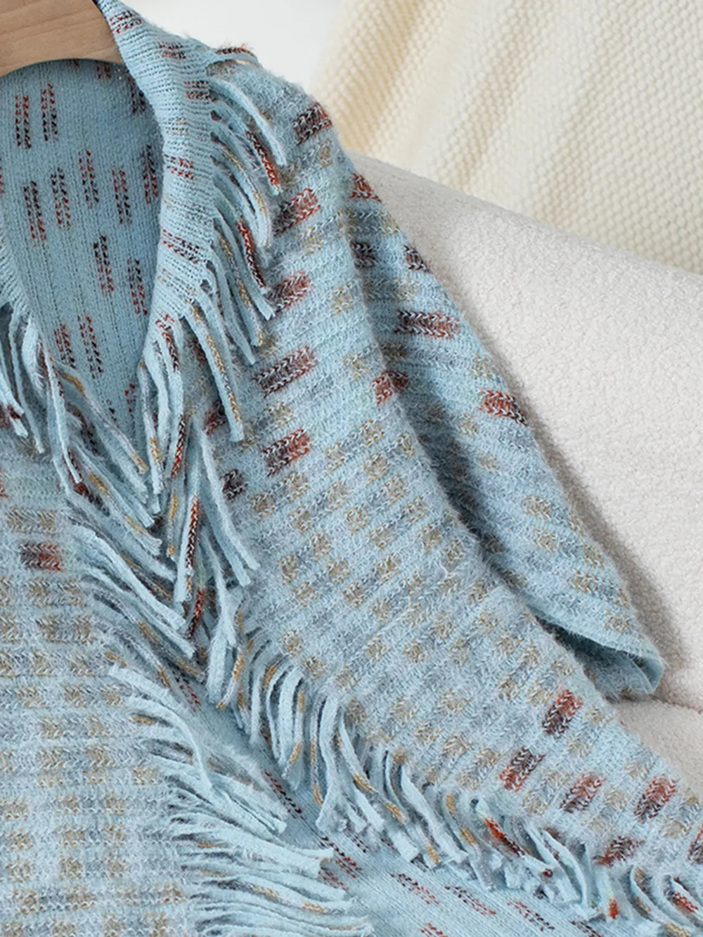 Fringe Open Front Half Sleeve Poncho, image 13