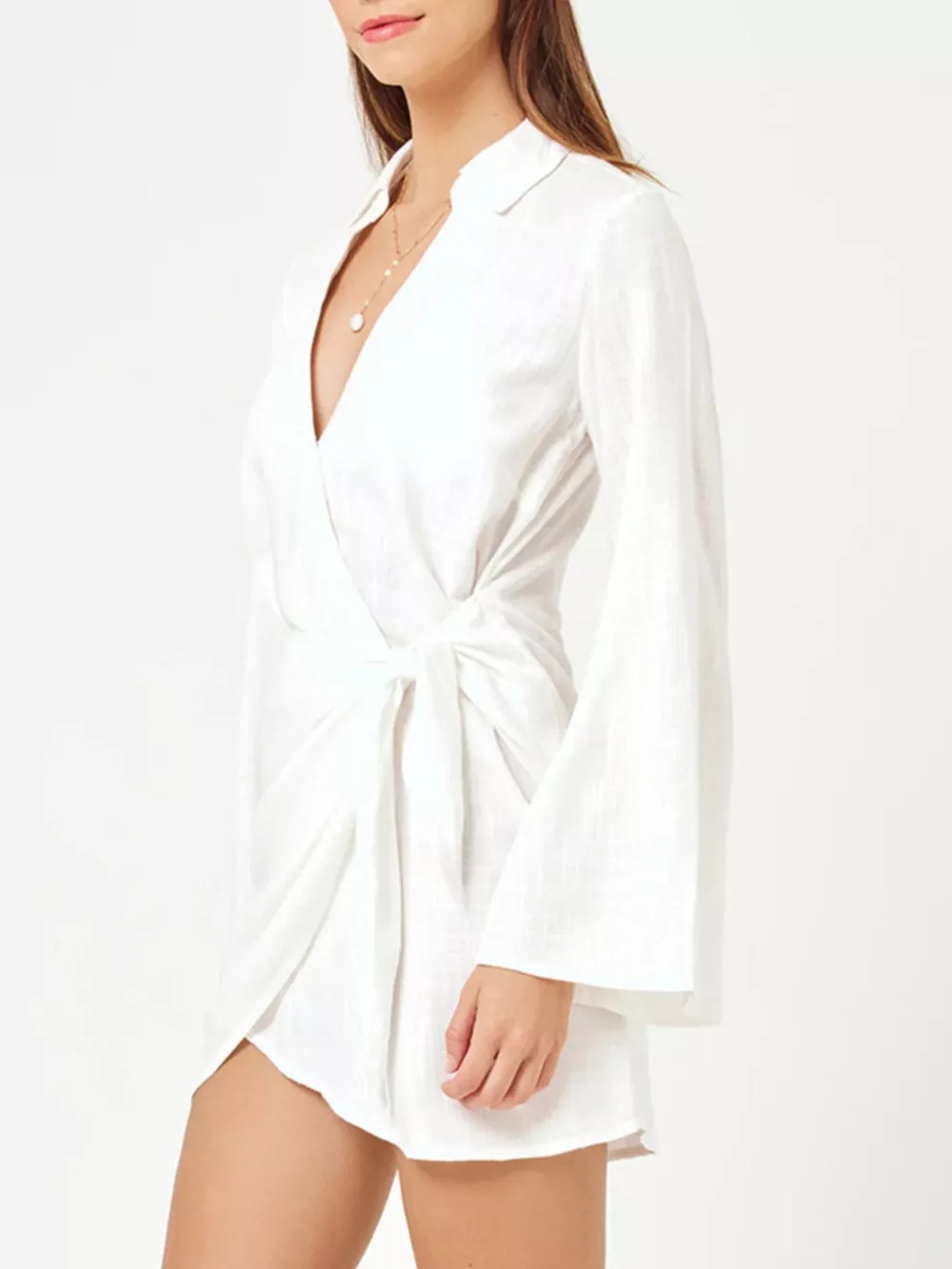 Tied Long Sleeve Cover Up Dress, image 6
