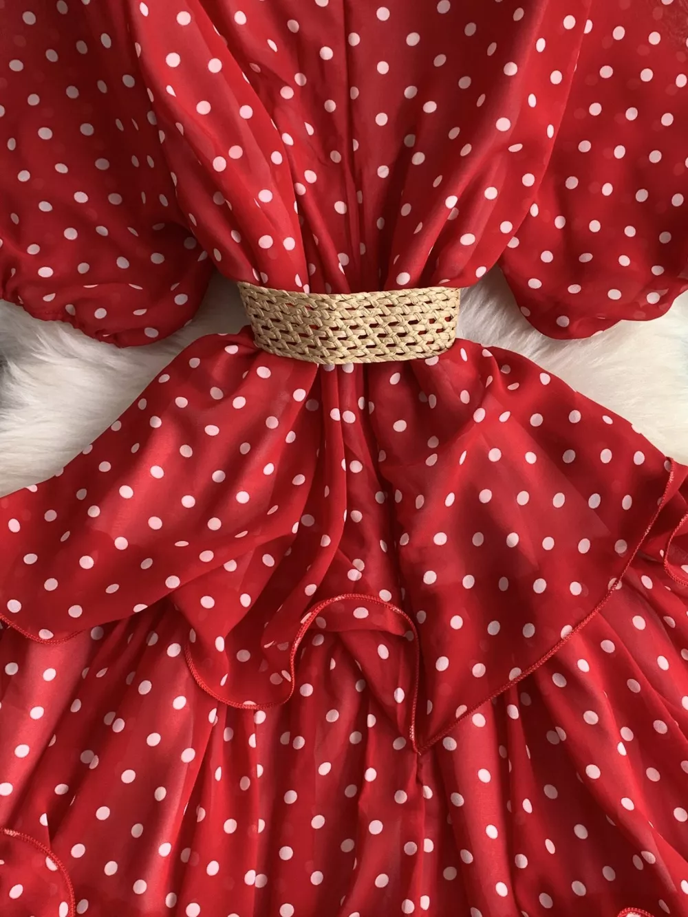 Polka Dot Ruffled Tiered Dress, image 9
