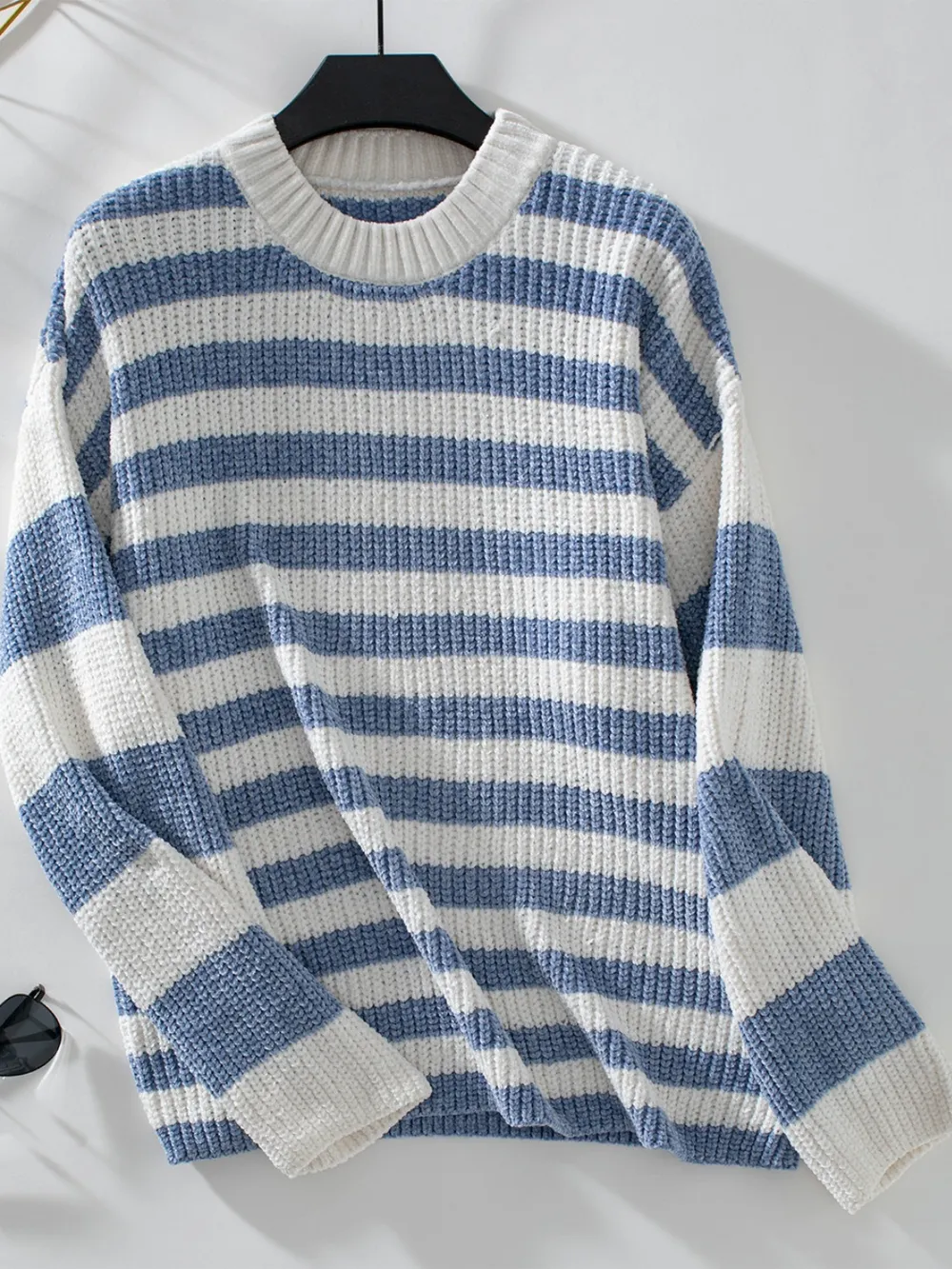 Striped Round Neck Long Sleeve Sweater, image 9