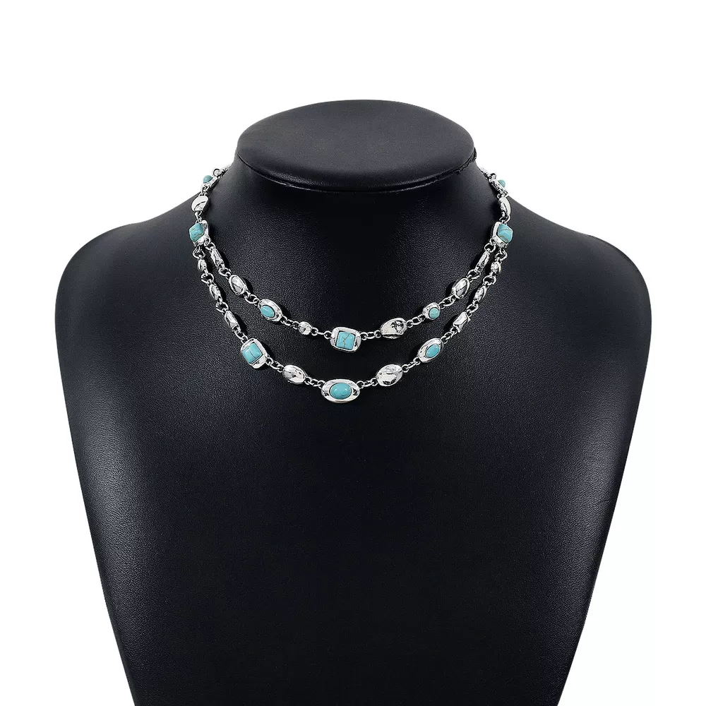Vintage Multi-Gemstone Double Layered Necklace, image 2