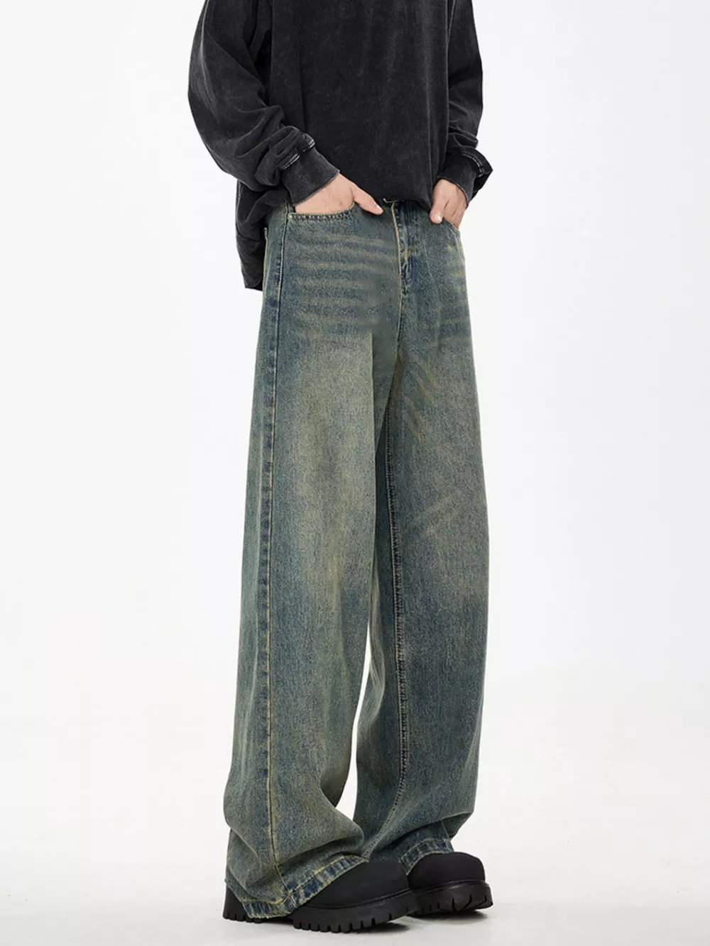 Men's Full Size Wide Leg Relaxed Fit Jeans Plus Size, image 5