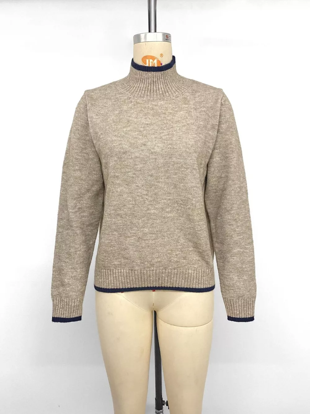 Cozy Mock Neck Sweater with Contrast Trim, image 8
