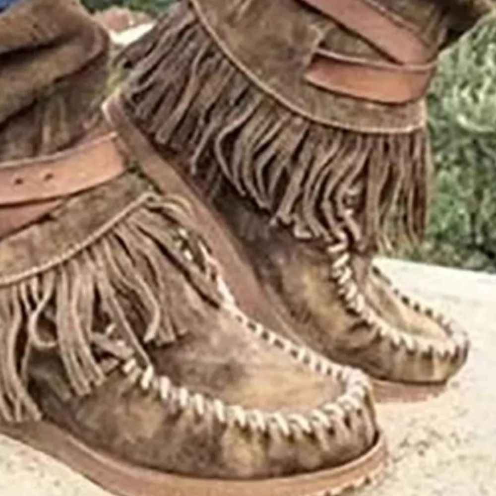 Round Toe Fringe Boots, image 4