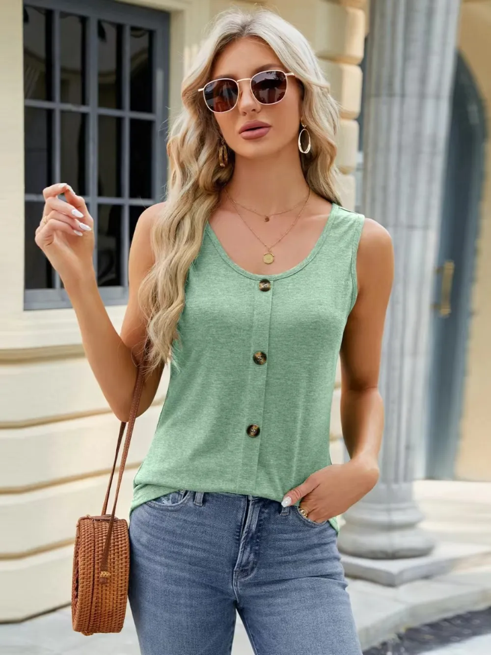Scoop Neck Casual Tank Top, image 9