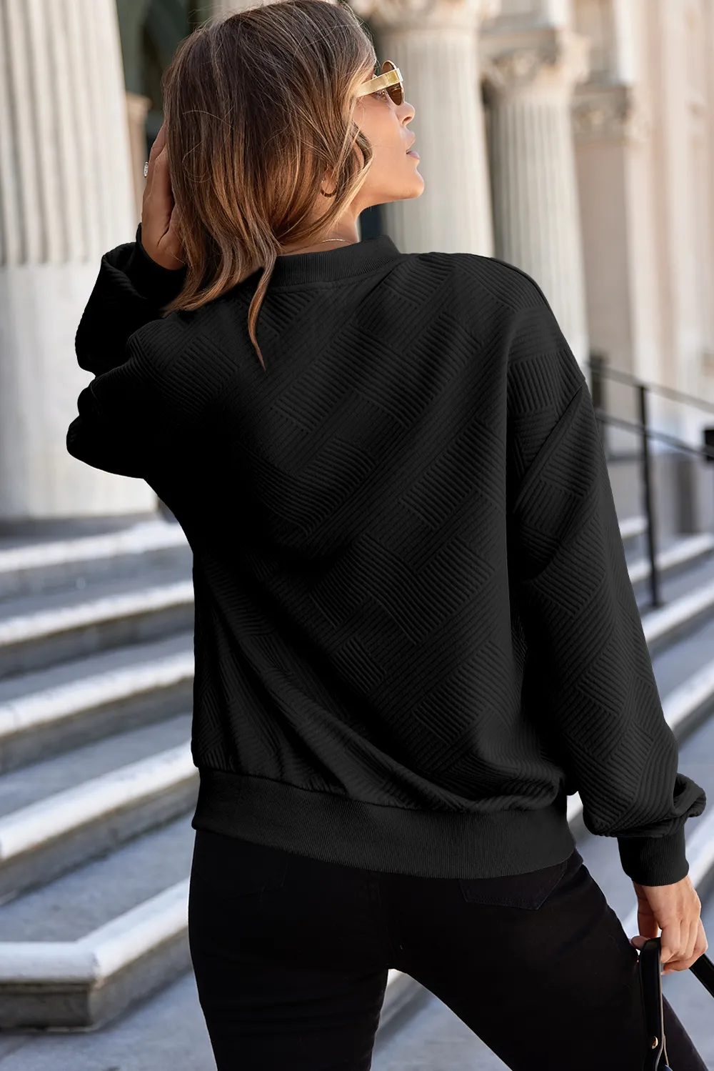 Texture Zip Up Baseball Collar Long Sleeve Jacket, image 6