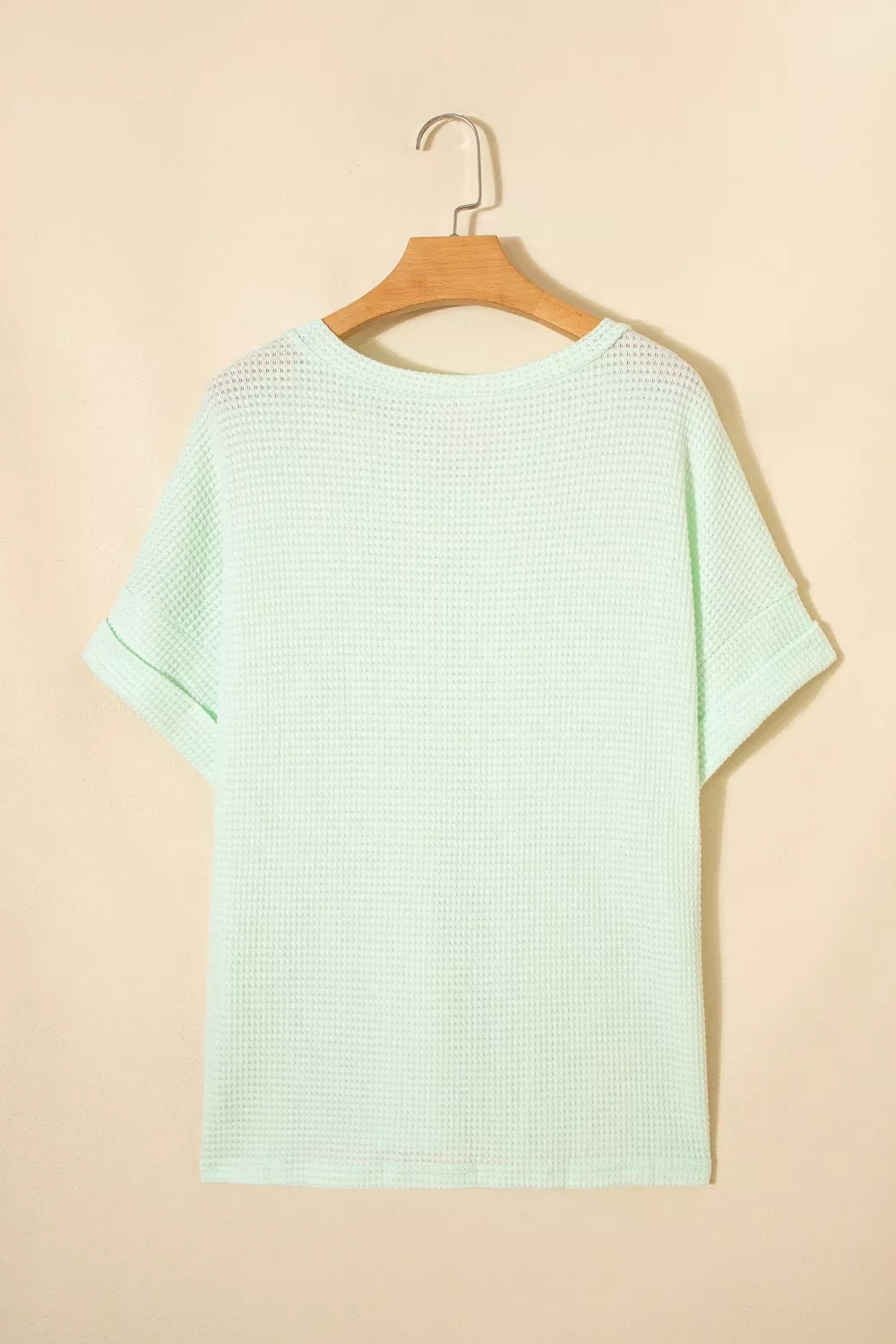 V Neck Short Sleeve Plus Size Waffle Knit Top, image 14
