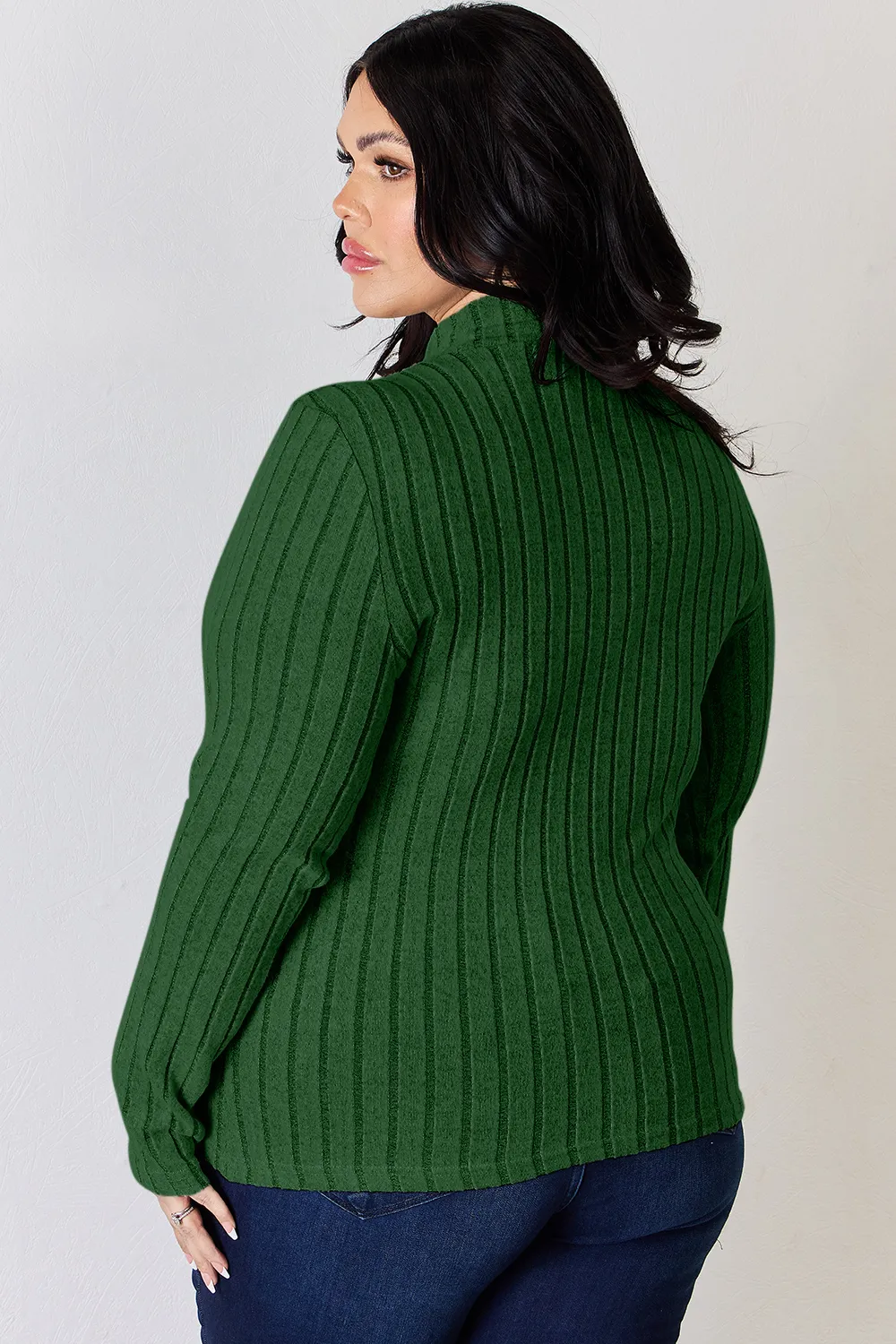 Full Size Ribbed Mock Neck Long Sleeve T-Shirt, image 5