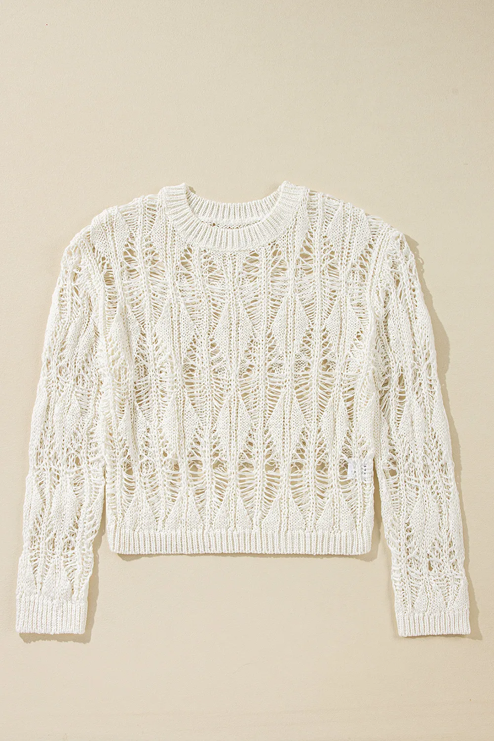 Cutout Round Neck Long Sleeve Knit Cover Up, image 3