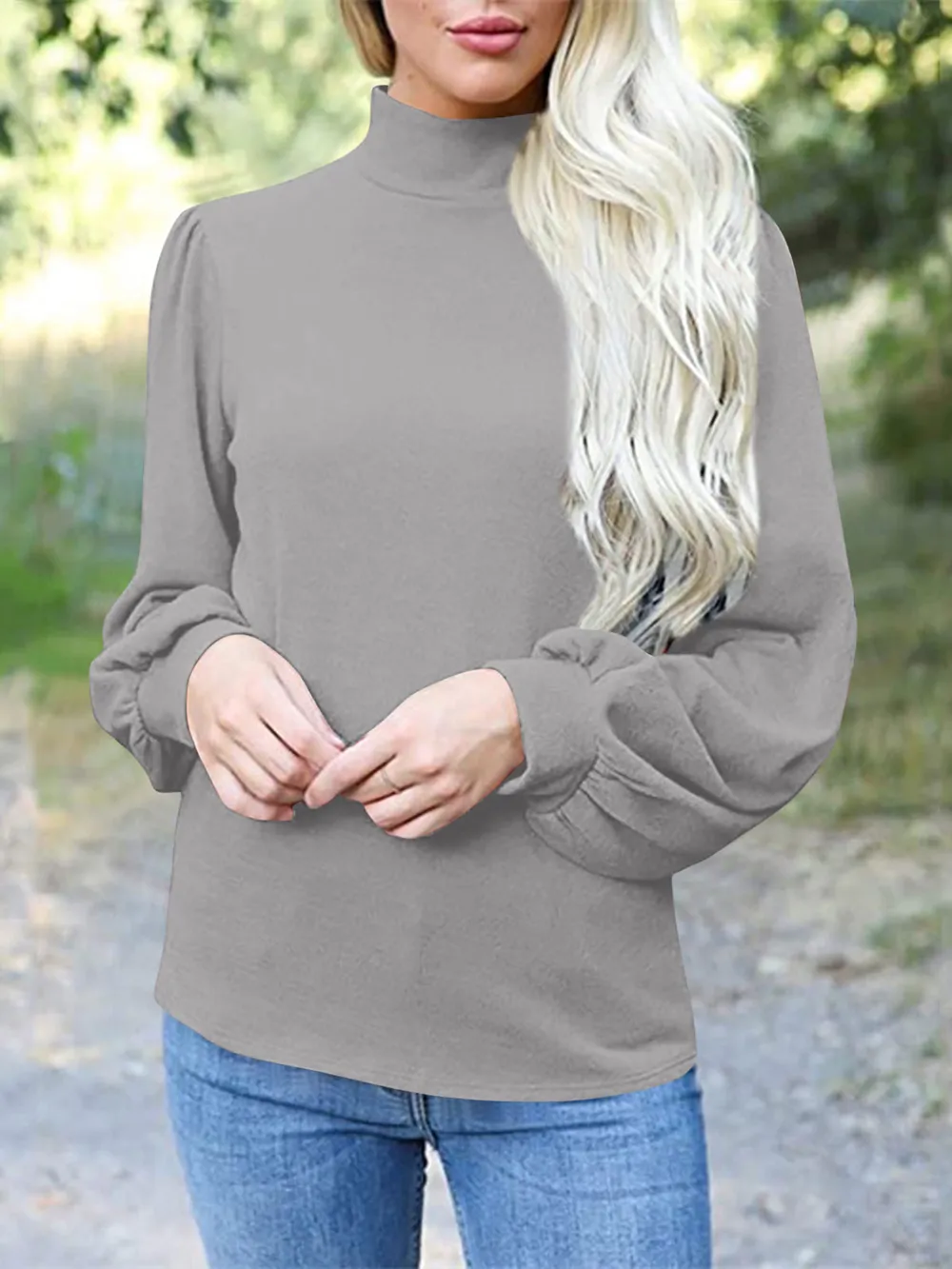 Full Size Mock Neck Long Sleeve T-Shirt, image 6