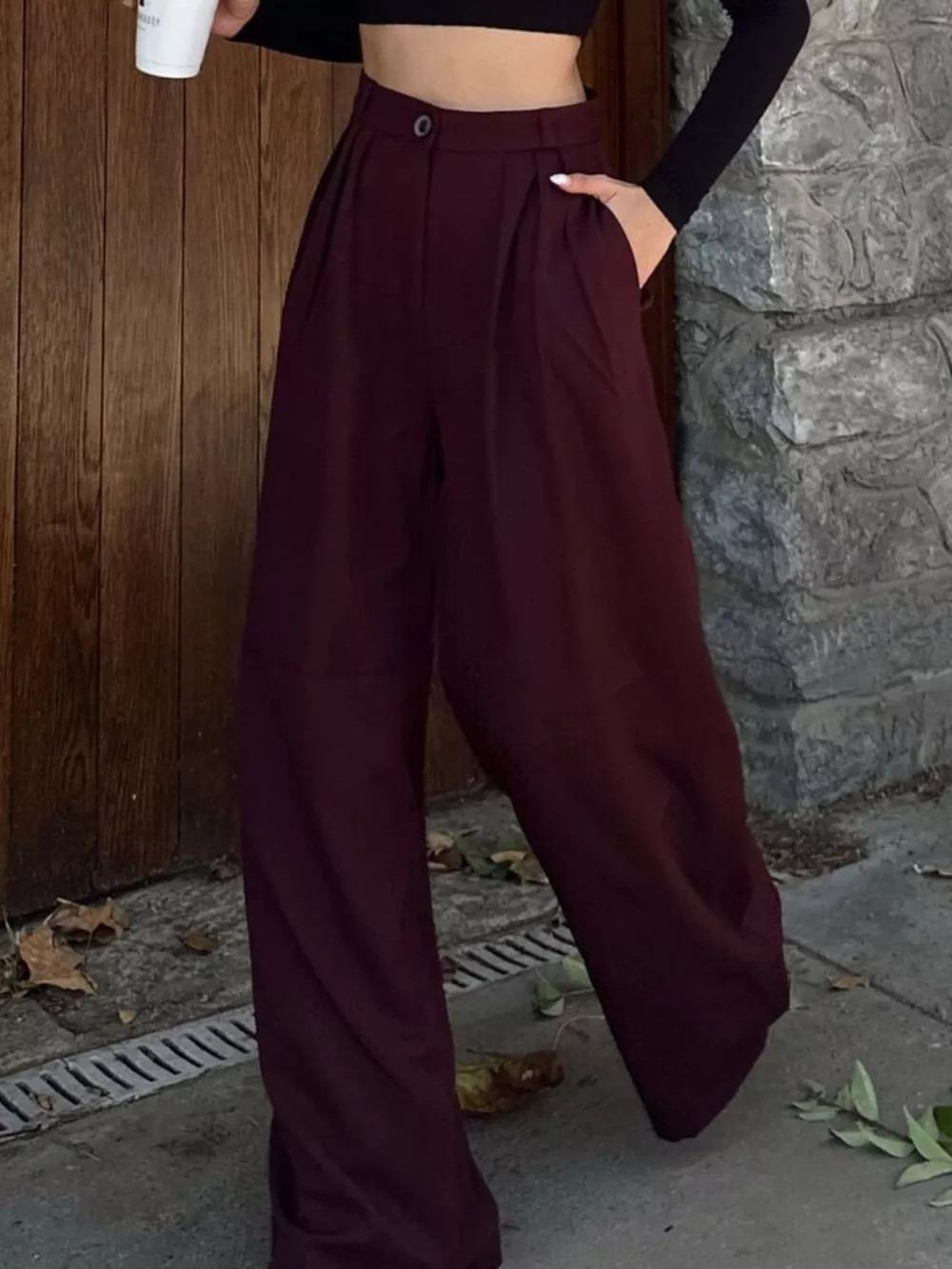 High-Waisted Pleated Wide-Leg Pants, image 7