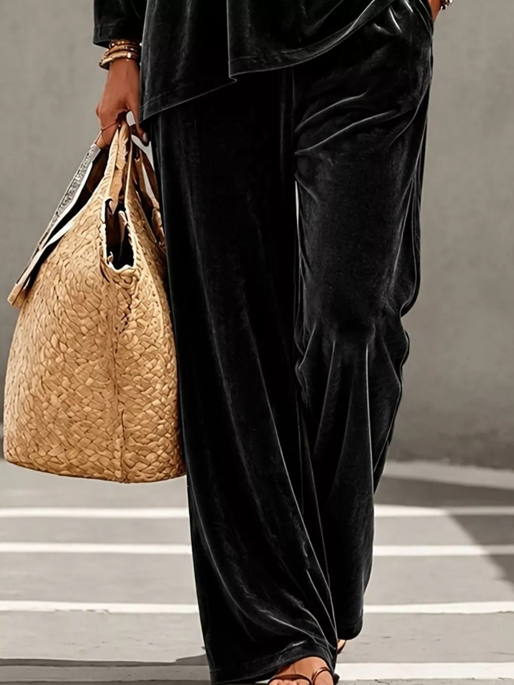 Full Size Velvet Long Sleeve Top and Pants Set Plus Size, image 9