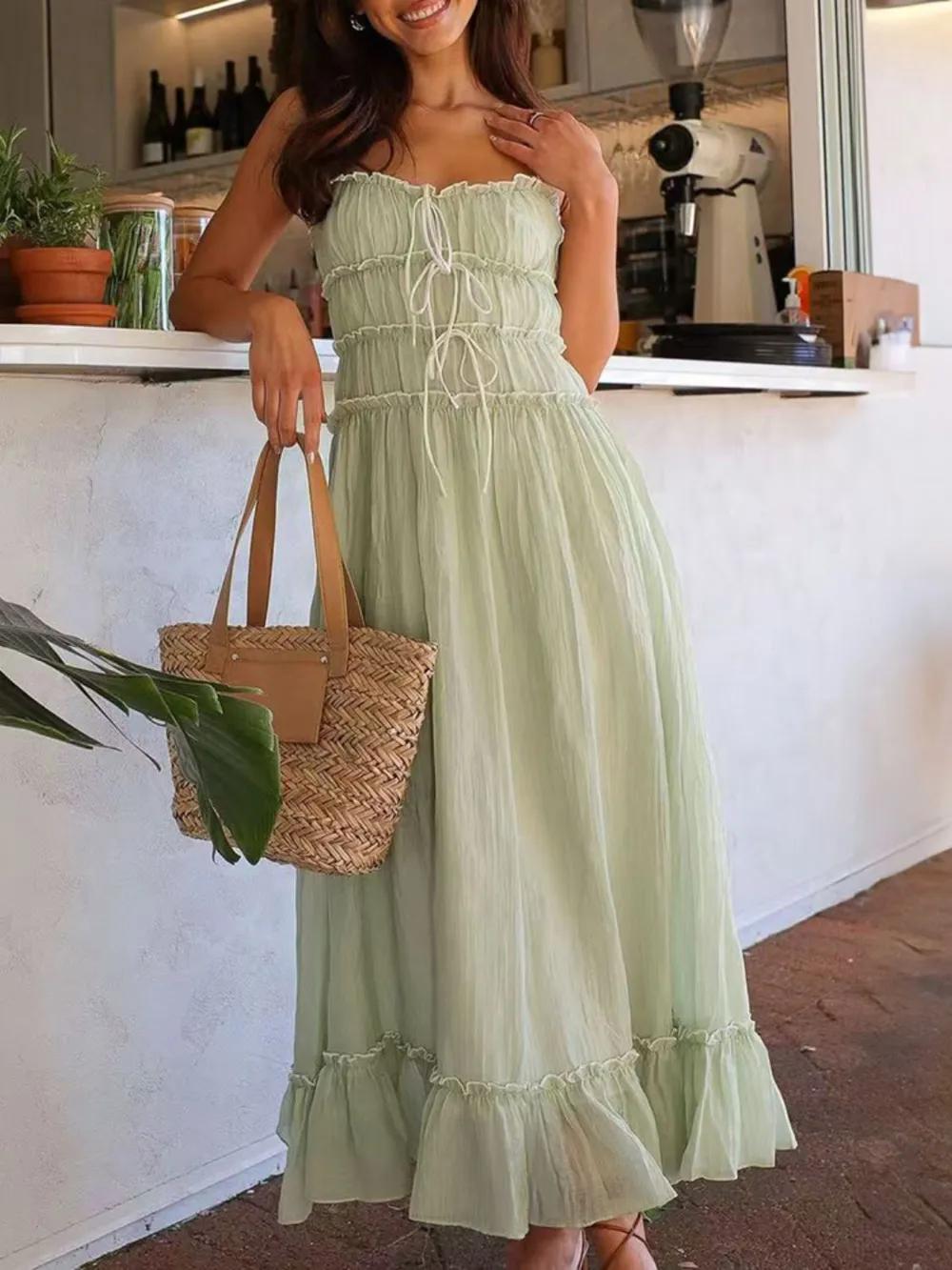 Frill Ruffled Hem Midi Cami Dress, image 12