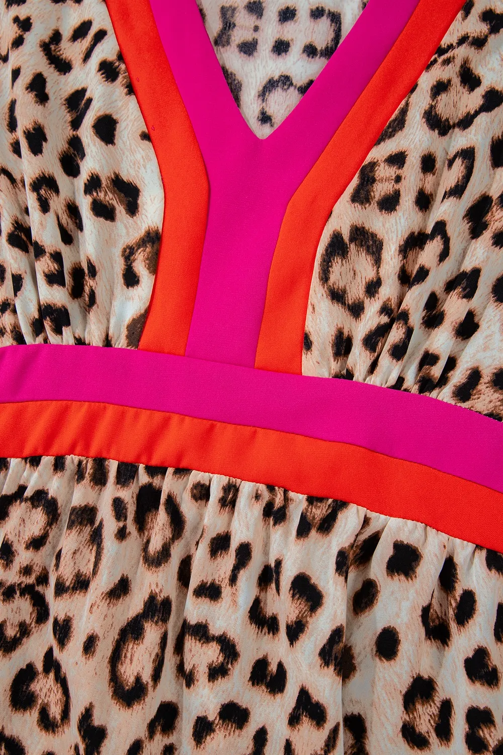 Leopard Print V-Neck Blouse with Contrast Trim, image 3