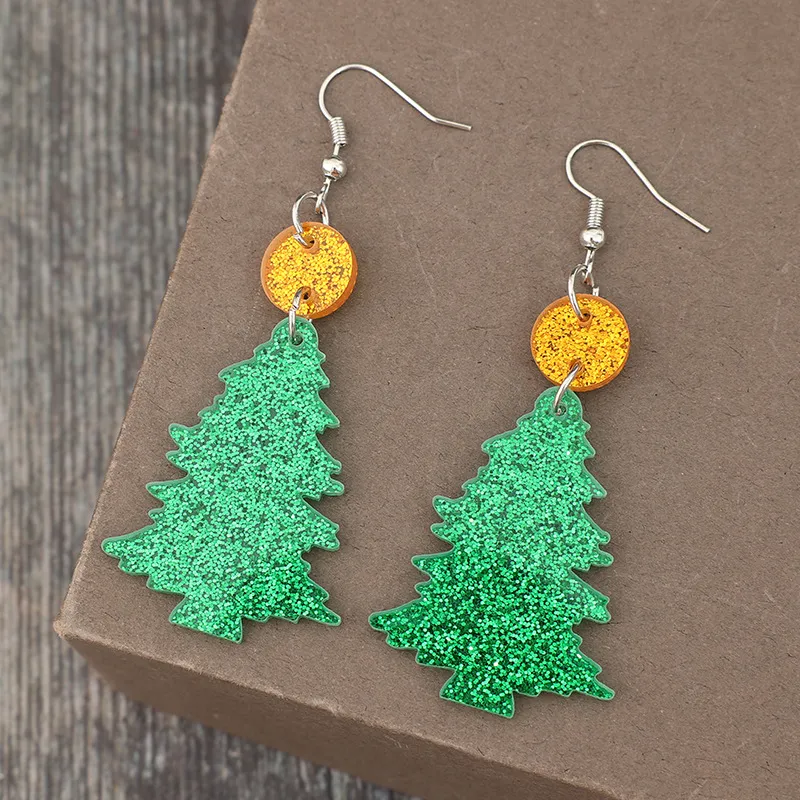 Glitter Acrylic Tree Shape Earrings, image 3