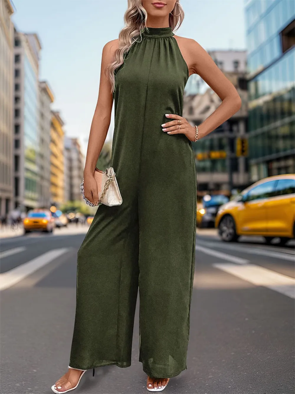 Tied Grecian Wide Leg Jumpsuit, image 3