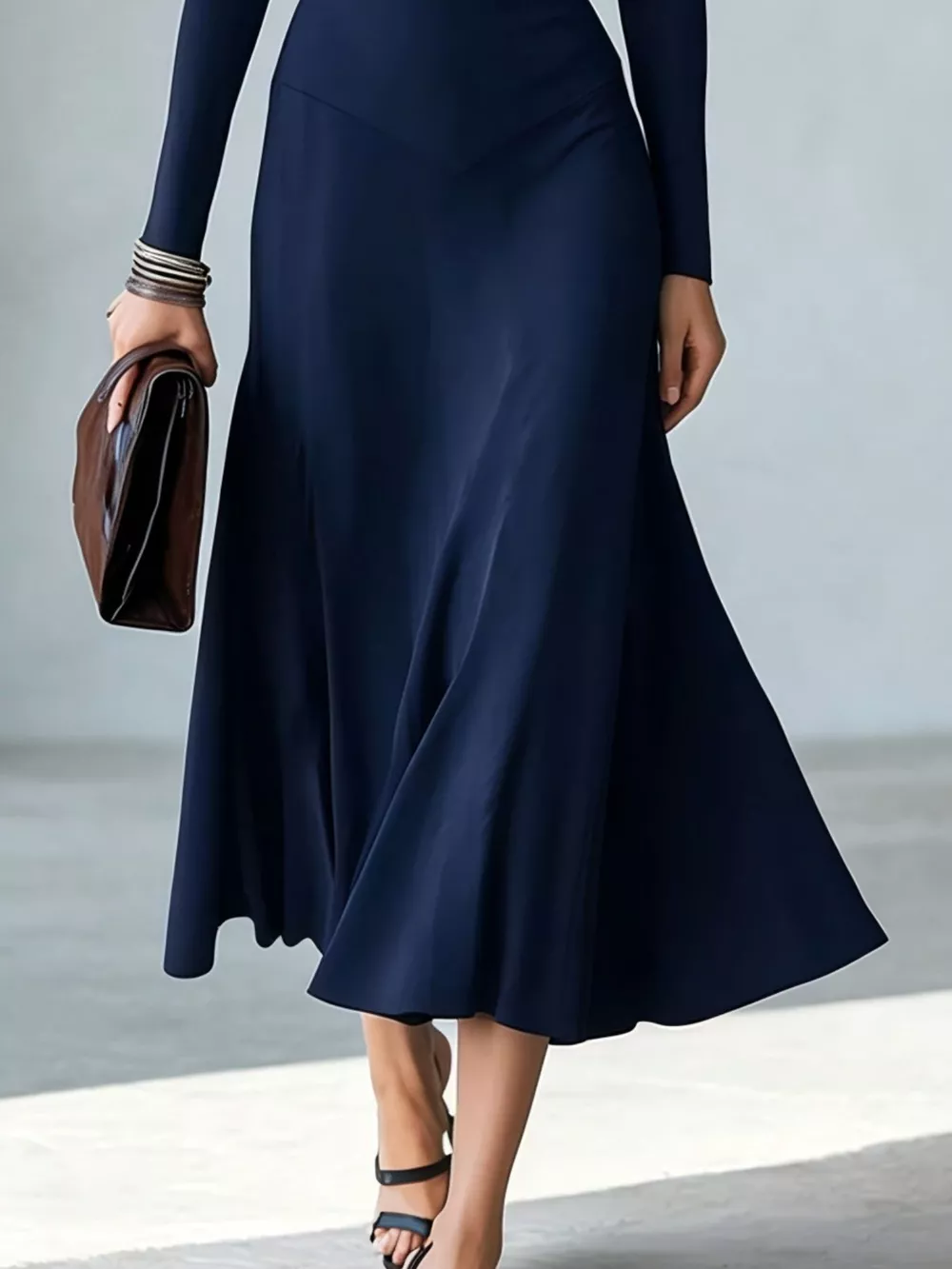 Full Size Mock Neck Cut-Out Long Sleeve Midi Dress Plus Size, image 18