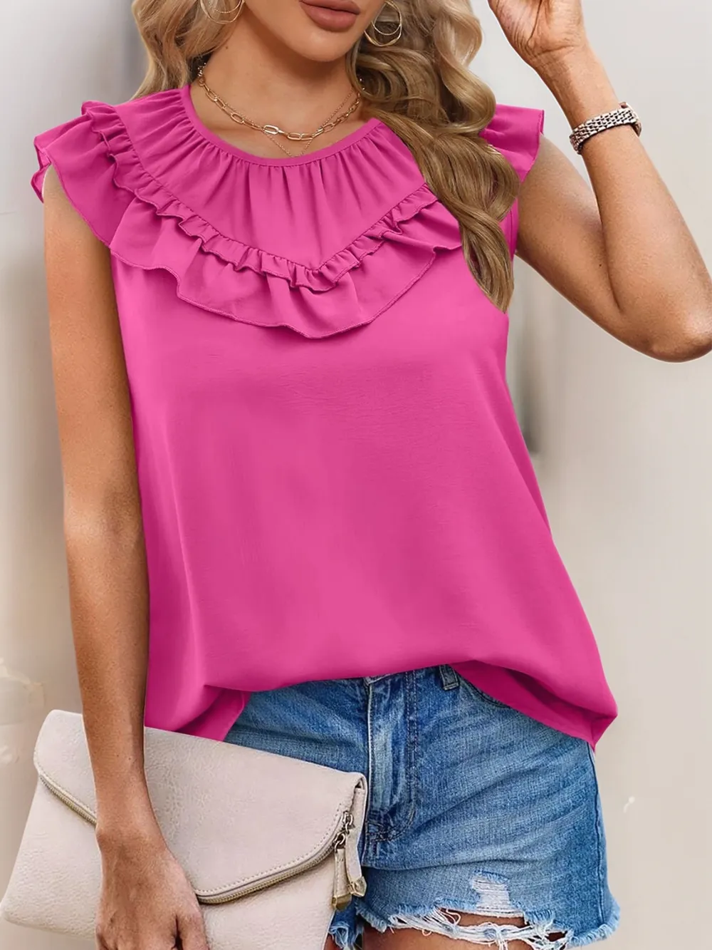 Ruffle Round Neck Blouse, image 2