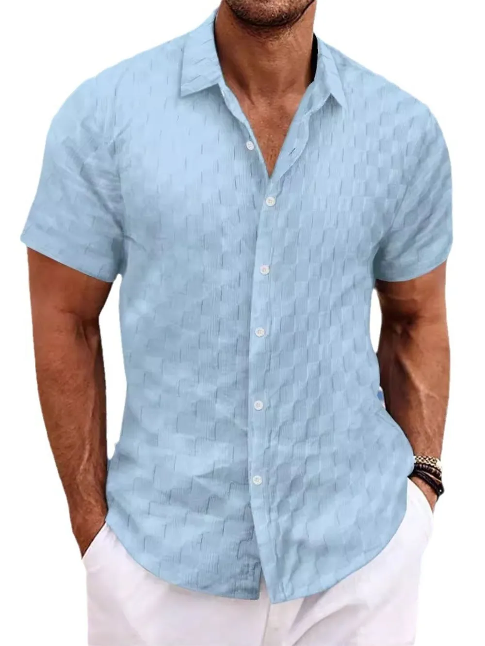 Men's Full Size Button Up Short Sleeve Shirt Plus Size, image 7
