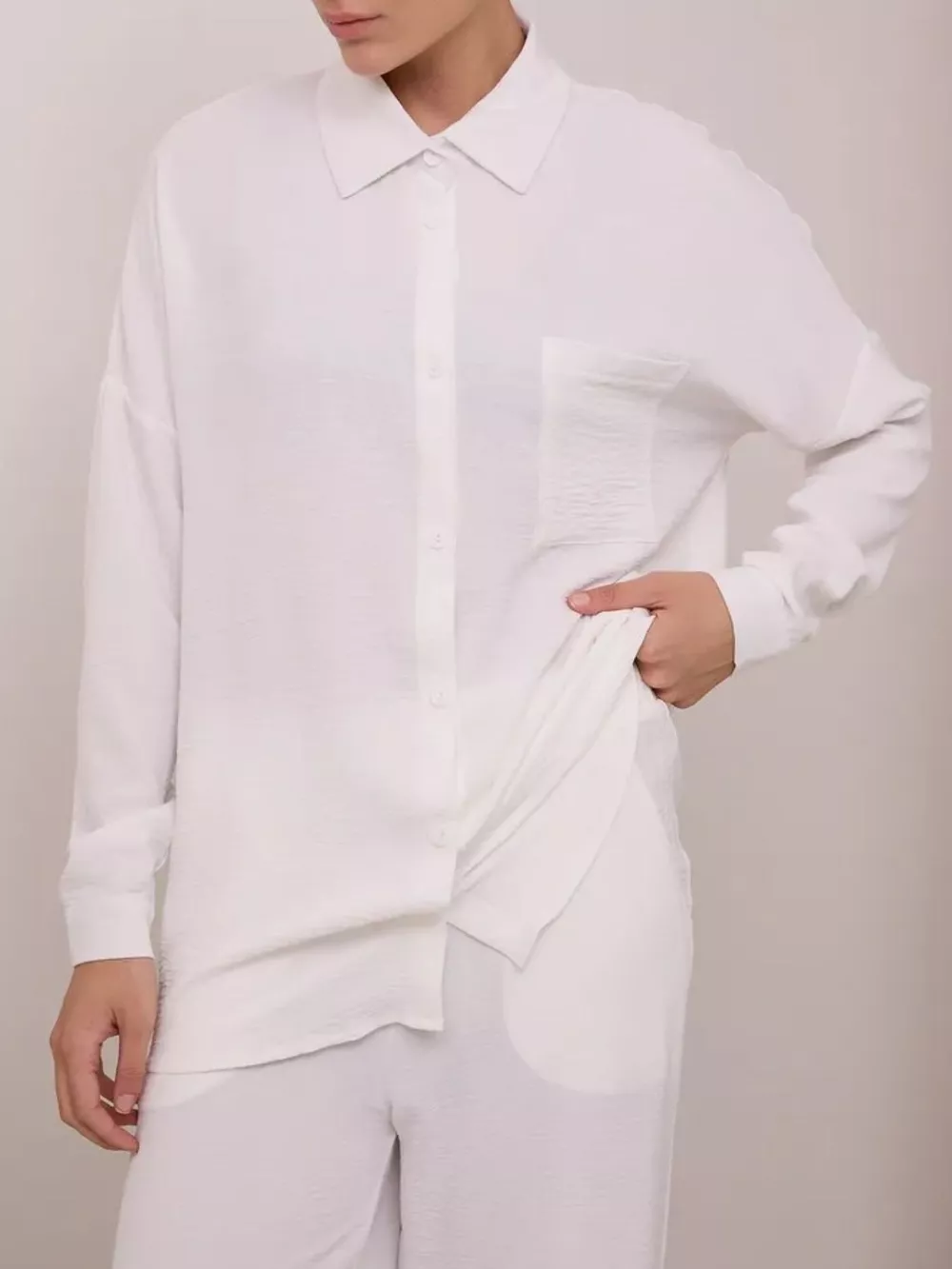 Relaxed Fit Shirt and Wide Leg Pants Set, image 34