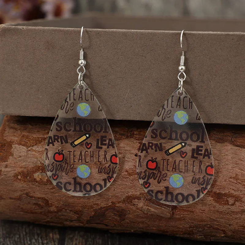 Acrylic Letter Teardrop Shape Earrings, image 2