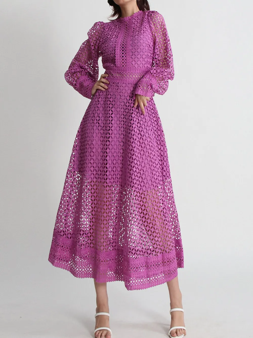 Lace Long Sleeve Midi Dress, image 2