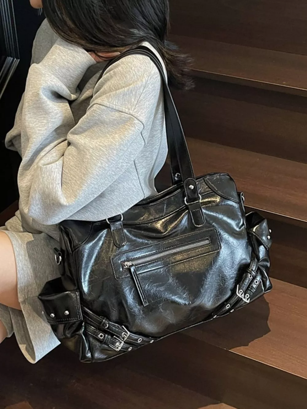 Buckle Accents Shoulder Bag, image 3