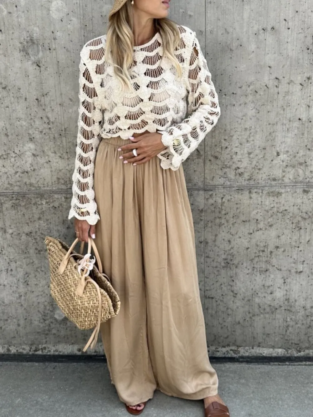 Crochet Long Sleeve Knit Cover Up, image 7