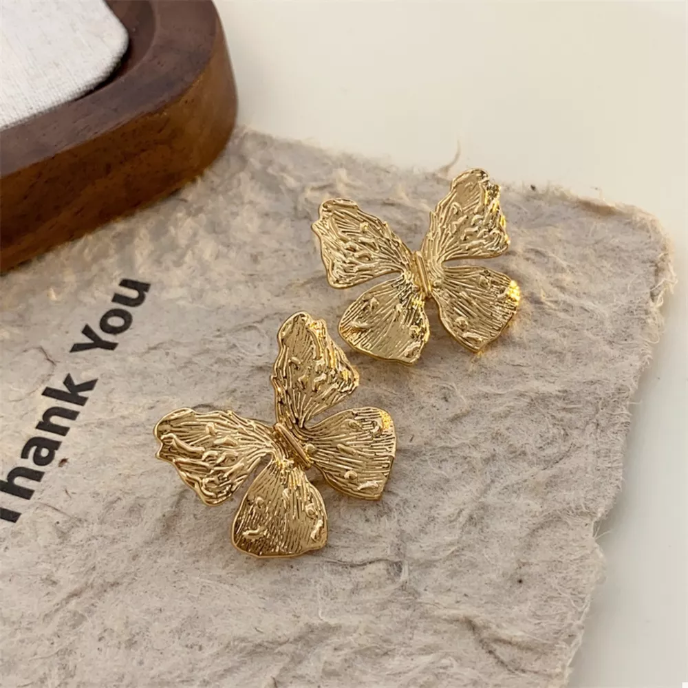 18K Gold-Plated Textured Stud Earrings, image 3