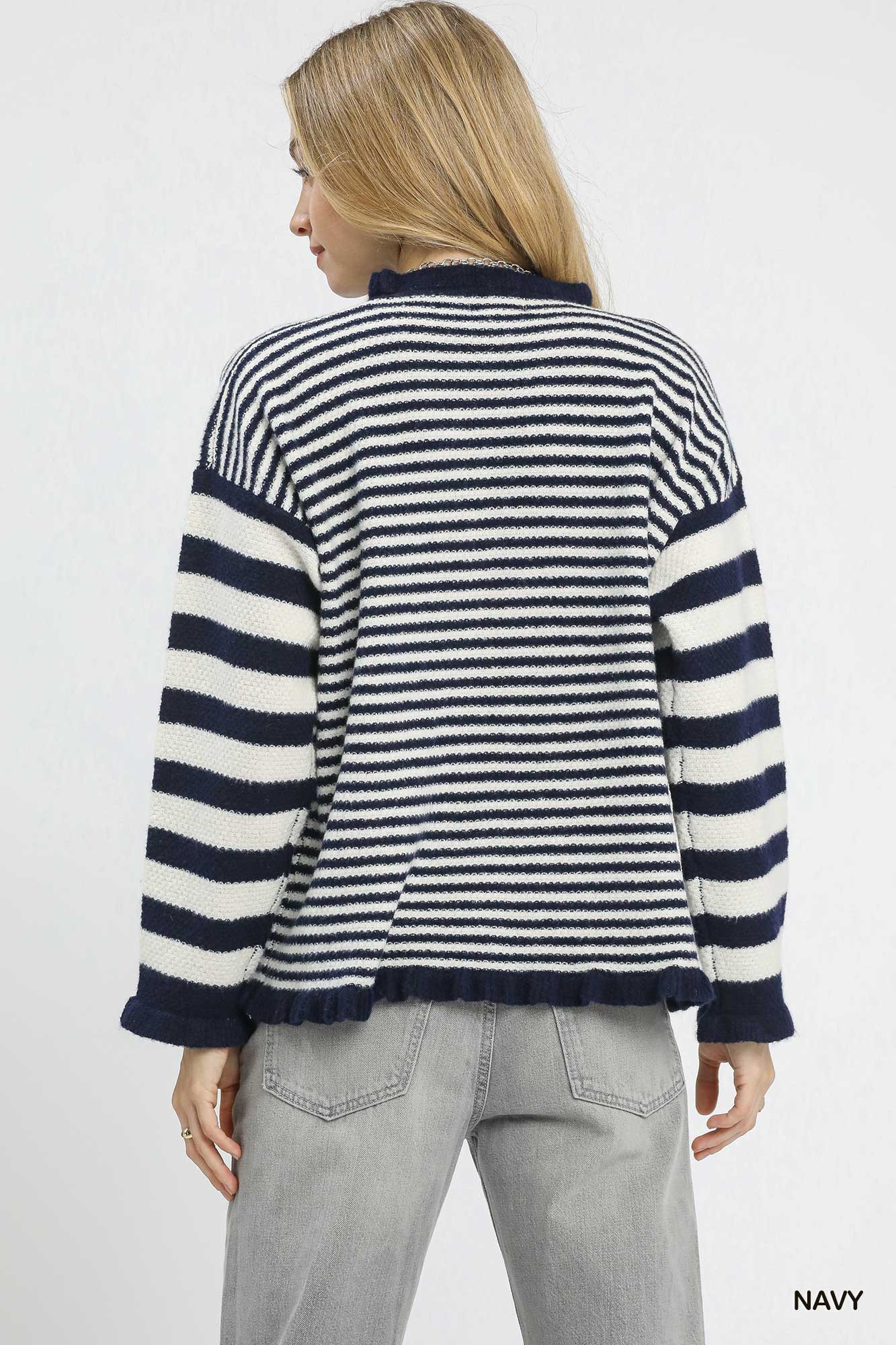 Ruffle Neck Stripe Sweater, image 3