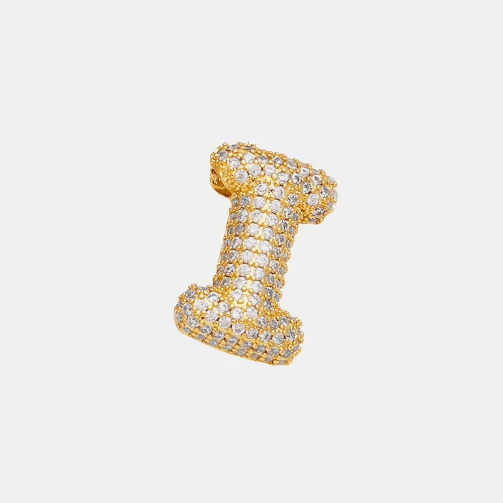Inlaid Zircon Bubble Initial Necklace, image 11