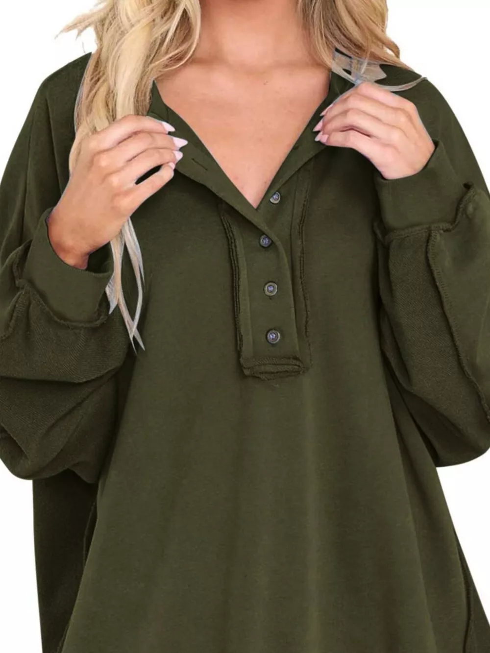 Half Snap Long Sleeve Sweatshirt, image 20