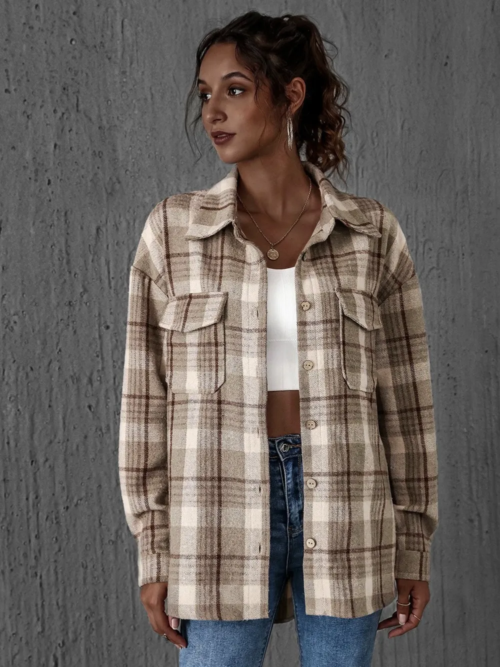Plaid Button-Up Long Sleeve Shirt, image 10
