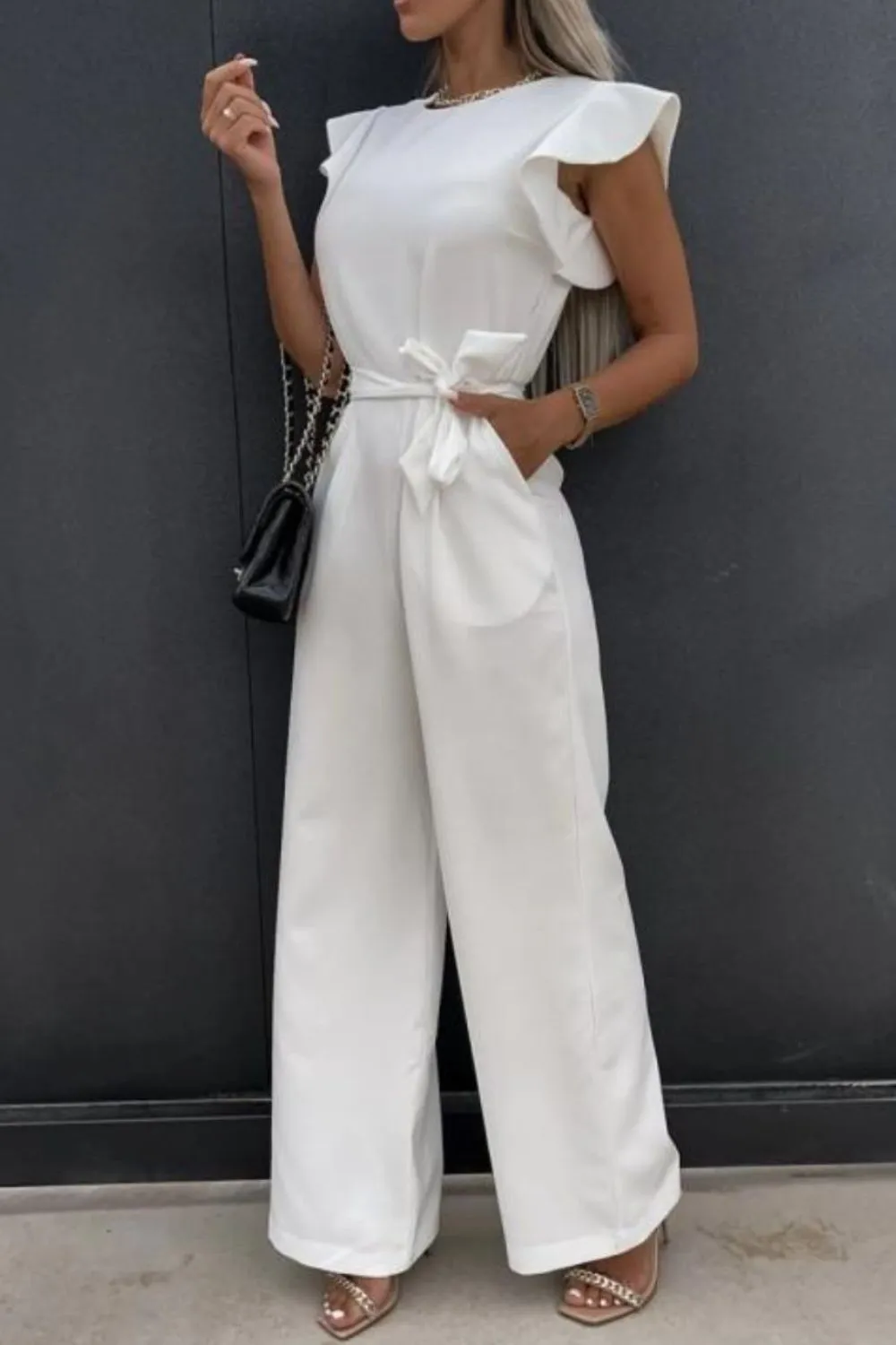 Round Neck Cap Sleeve Jumpsuit, image 4