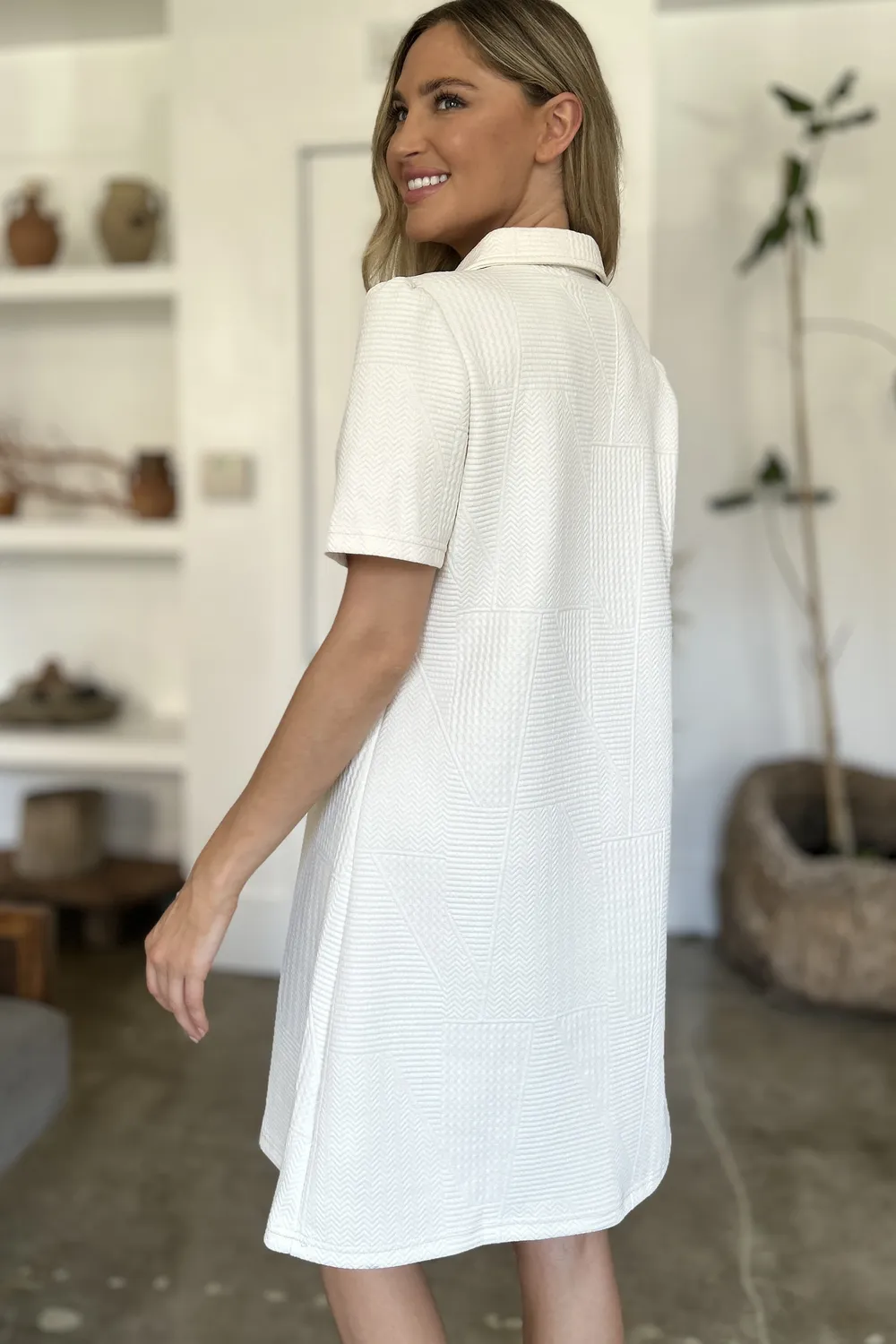 Full Size Texture Short Sleeve Dress, image 3