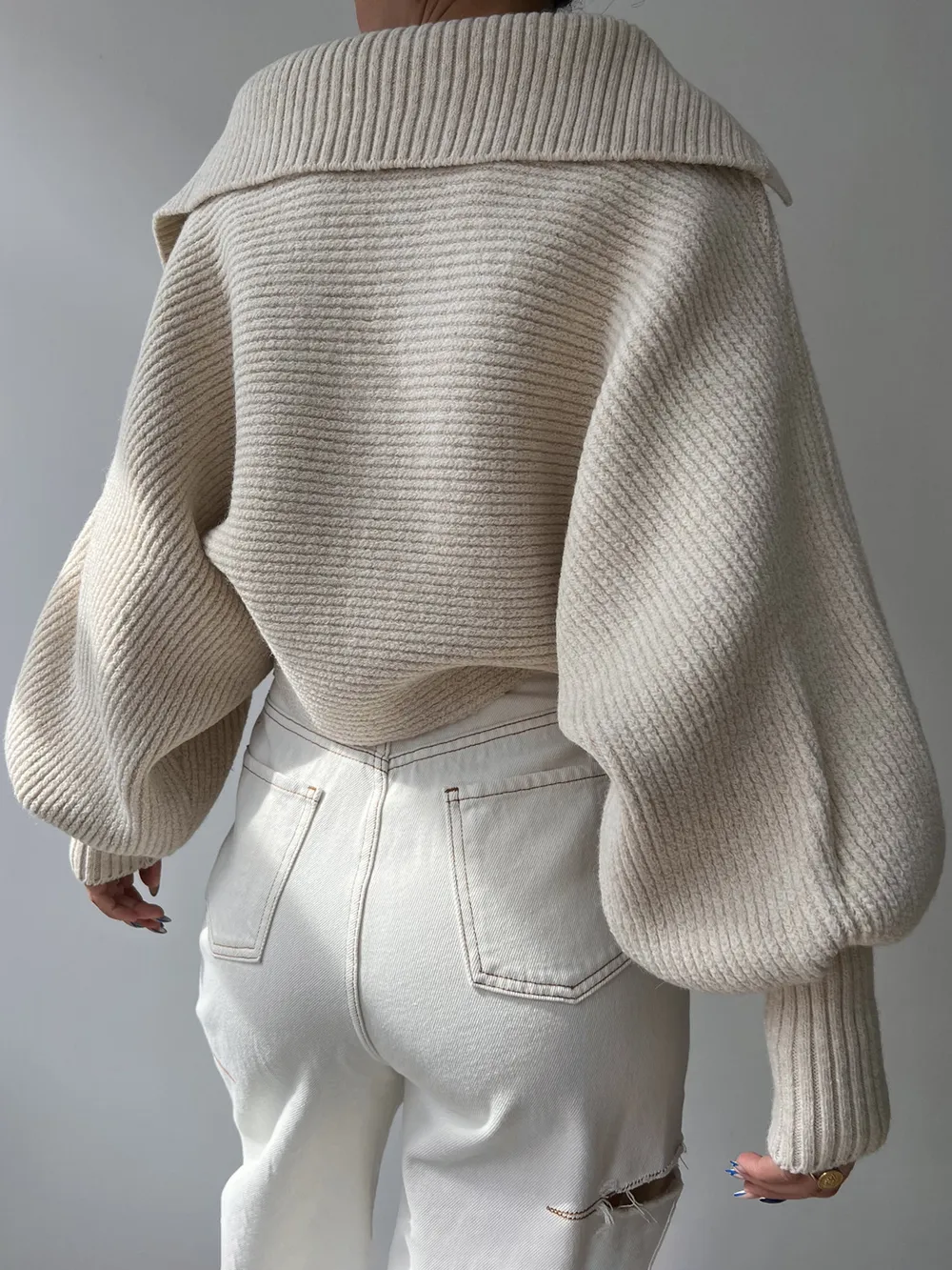 Johnny Collar Long Sleeve Sweater, image 3