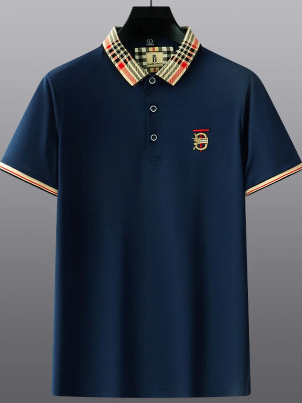 Men's Plus Size Classic Plaid Collar Casual Polo Shirt, image 5