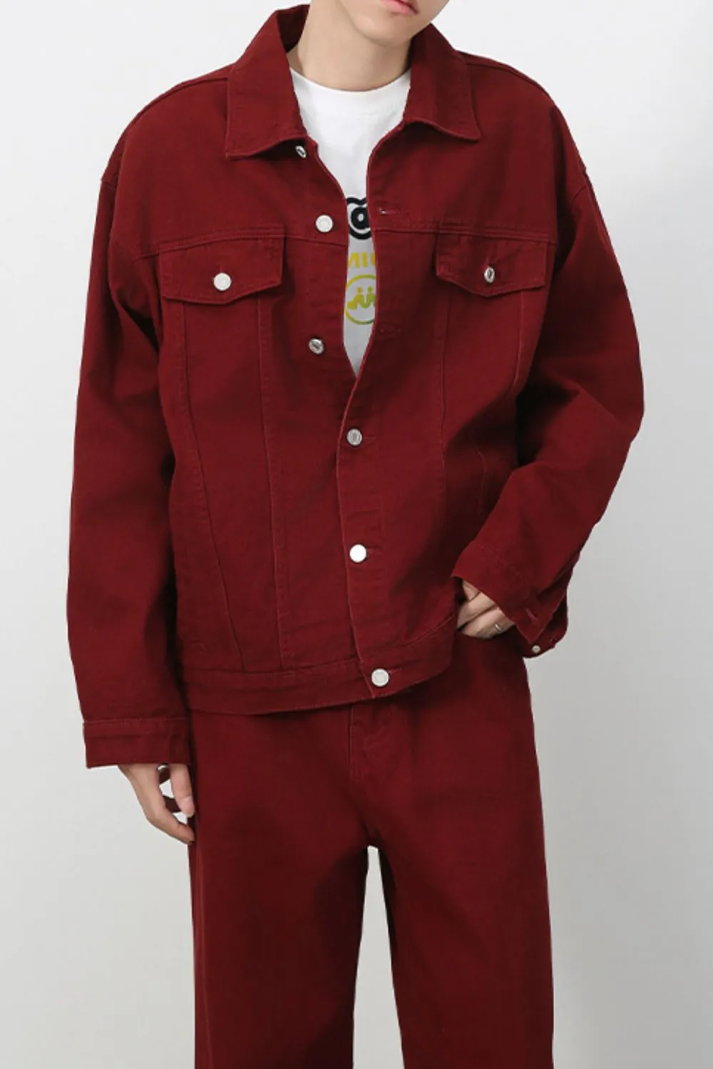 Men's Button Up Dropped Shoulder Denim Jacket, image 2