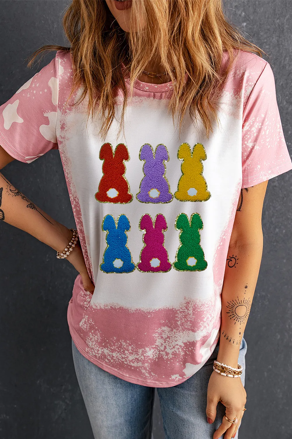 Rabbit Round Neck Short Sleeve T-Shirt, image 2