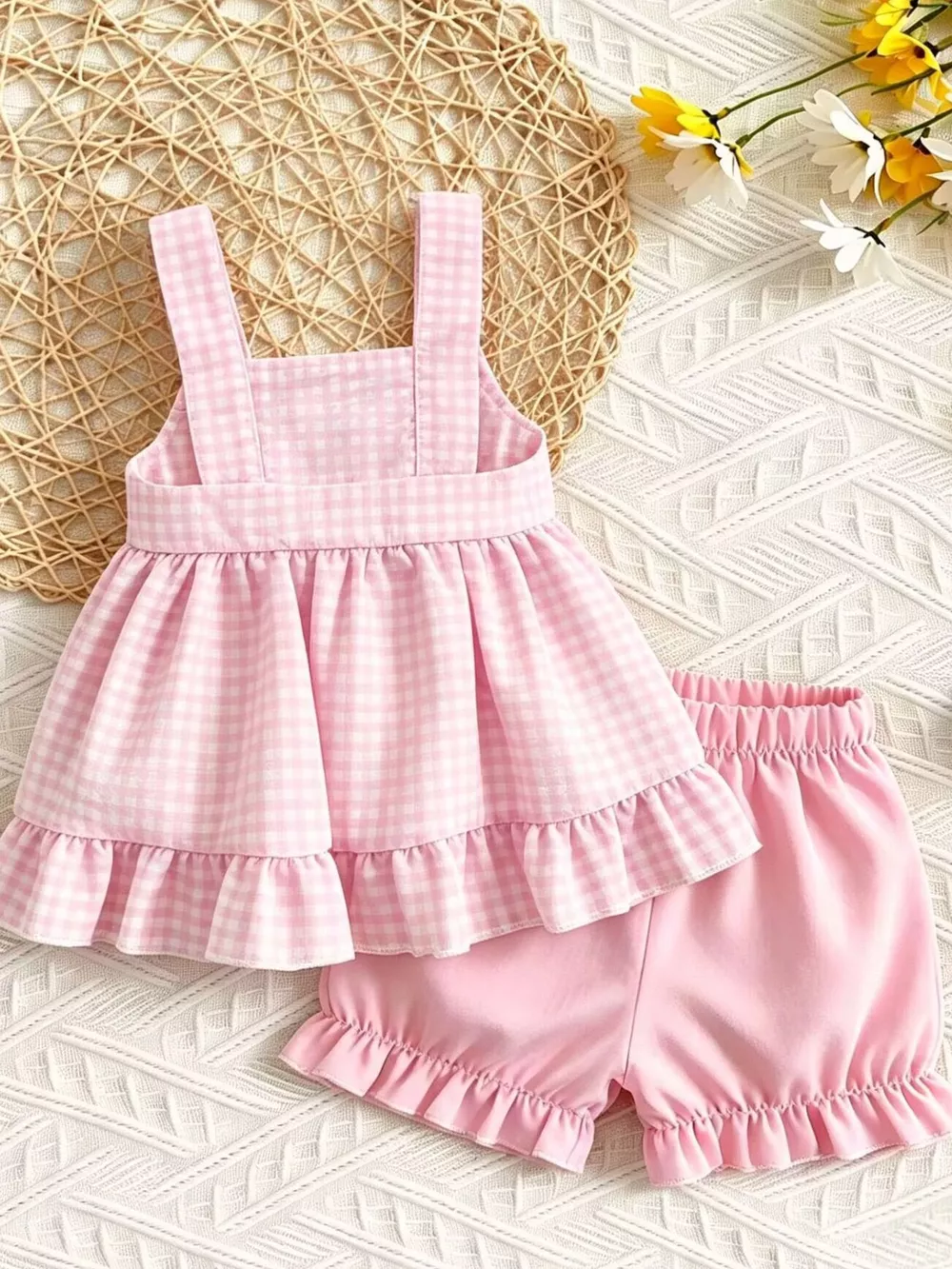 Children's Game Day Football Gingham Top and Shorts Set, image 6