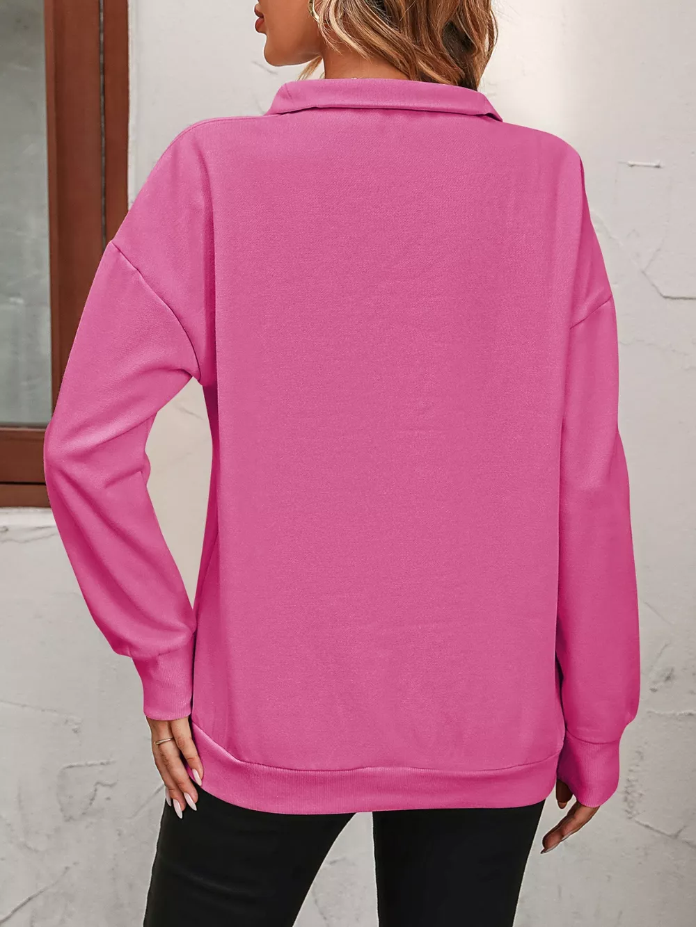 Quarter Zip Dropped Shoulder Sweatshirt, image 21