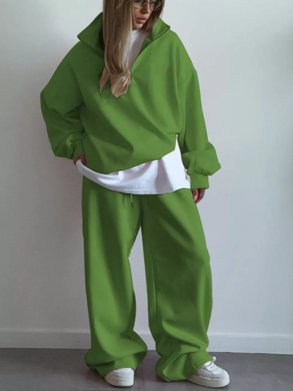 Quarter-Zip Top and Wide-Leg Sweatpants Set, image 25