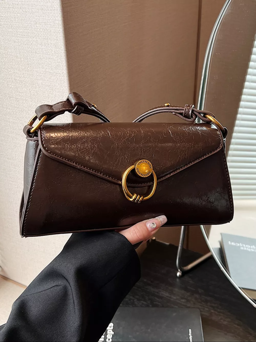 Retro Ring Decor Shoulder Bag, image 9