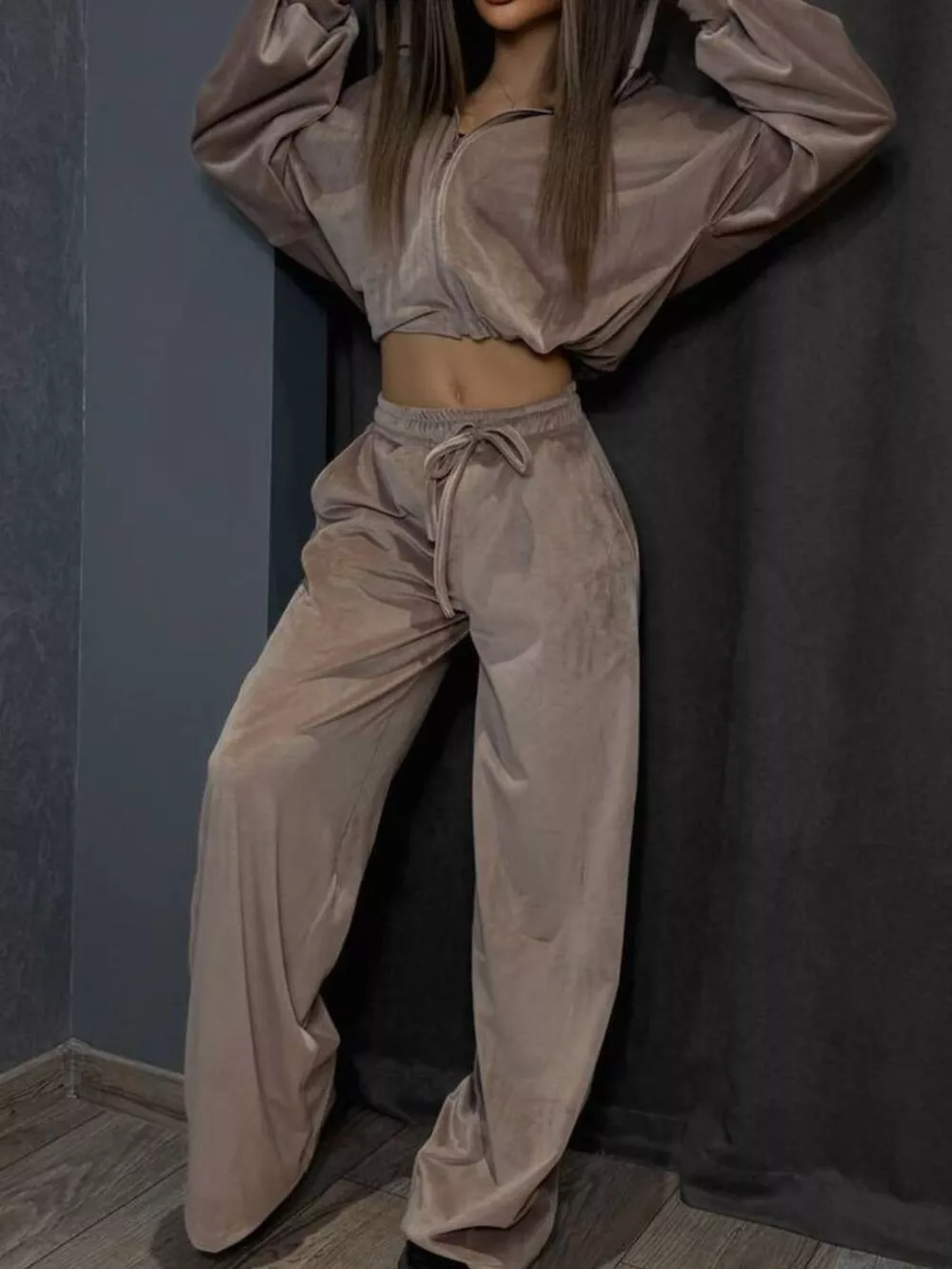 Zip Up Cropped Outerwear and Pants Set, image 23