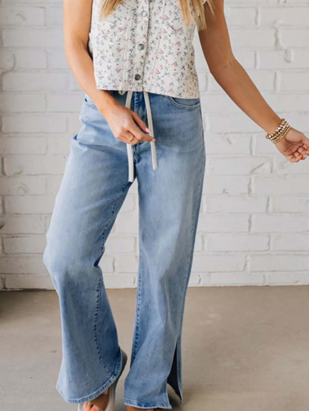 Slit Wide Leg Jeans, image 2