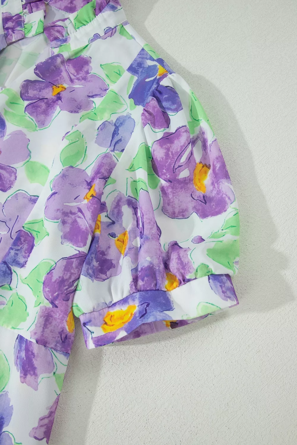 Floral V Collar Short Sleeve Tiered Ruffle Mini Dress, image 11