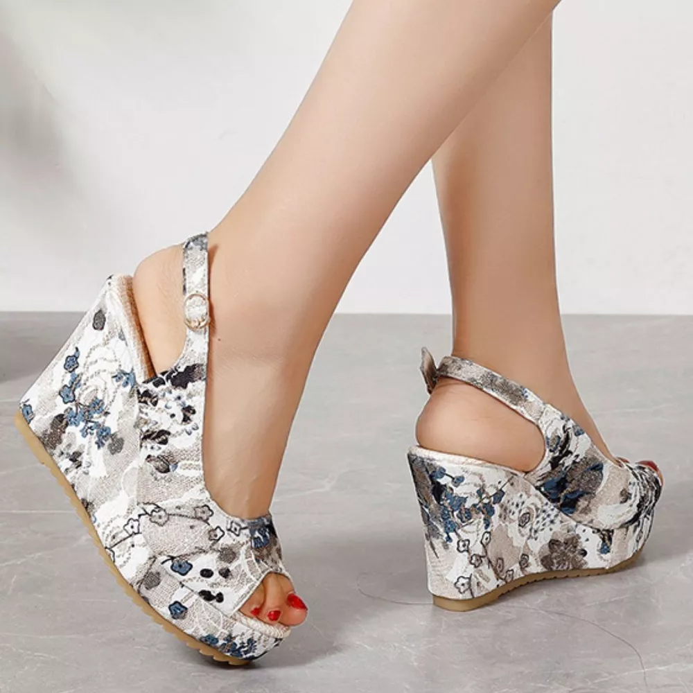 Peep Toe Wedge Sandals, image 7
